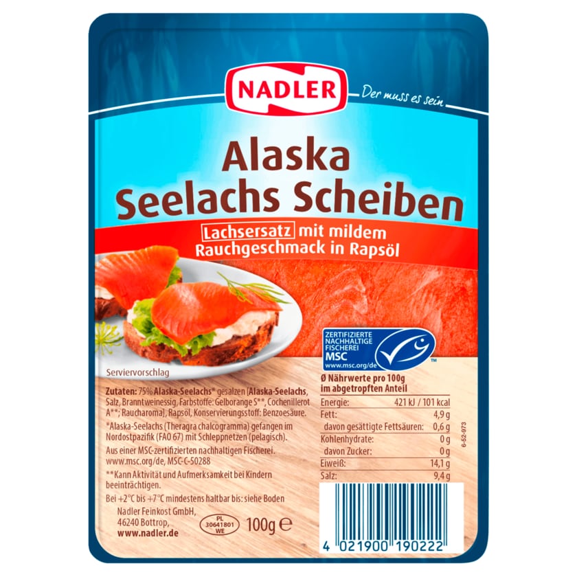 Nadler Alaska-Seelachs-Scheiben 100g